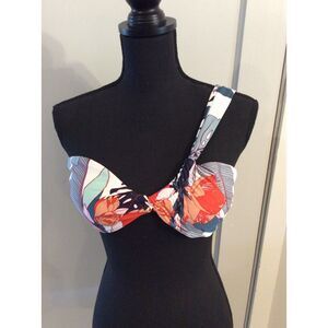 New NWT One Strap Floral Bikini Swim Top Large L
